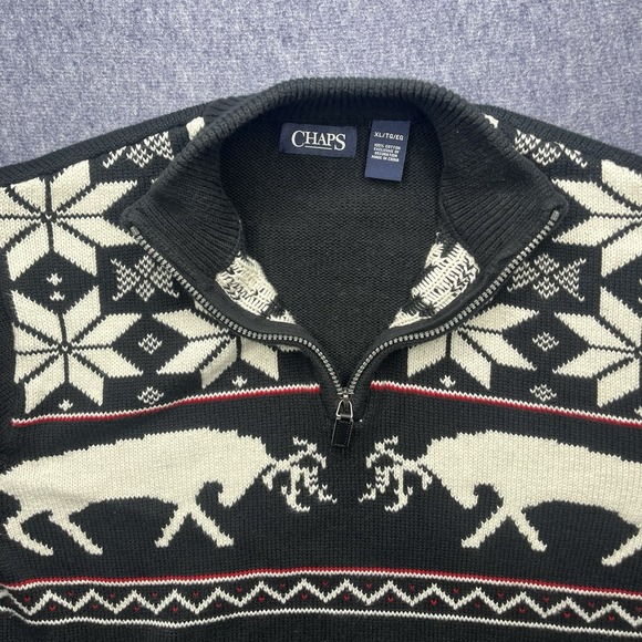 Chaps Other - Chaps Black and White‎ Men's Christmas Sweater Size: X-Large Fair Isle Sweater